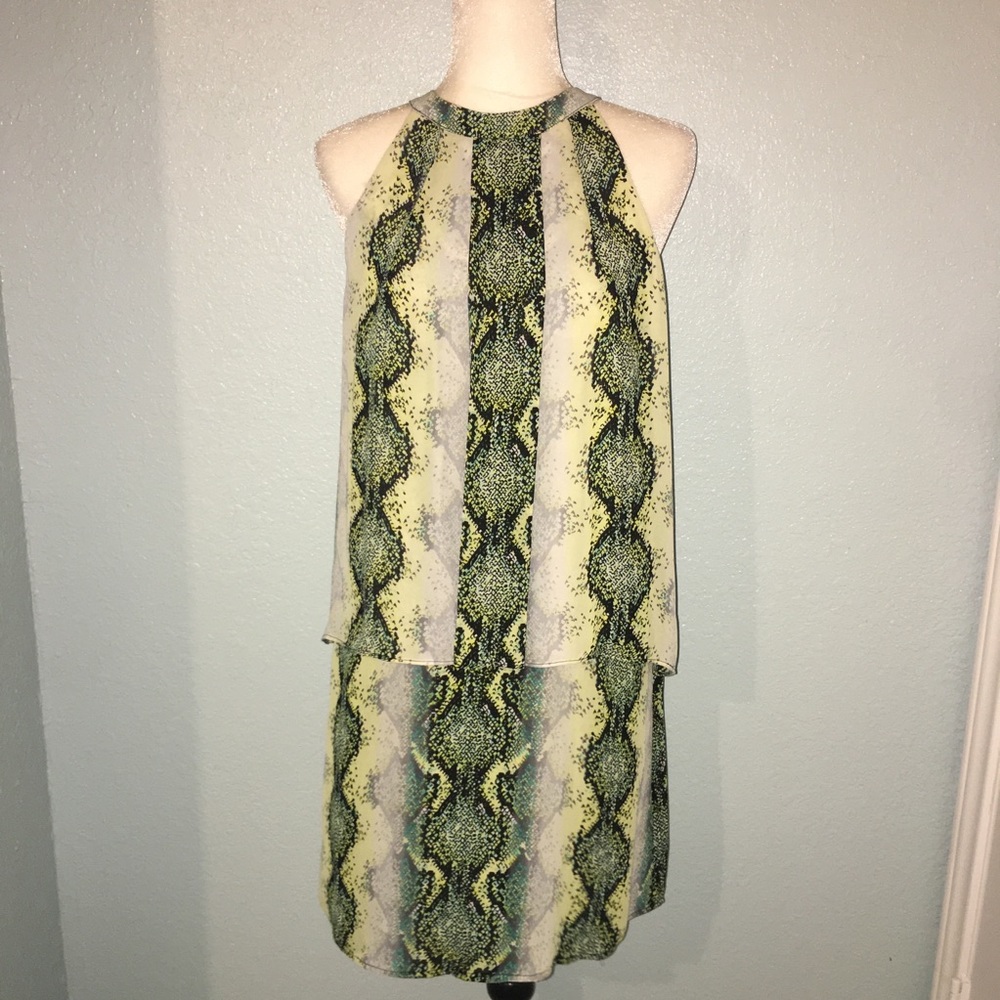 Worthington Snakeskin Halter Top Dress Tiered Sz 8